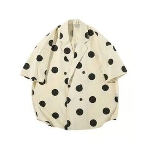 Men's Polka Dot Cuban Collar Short-Sleeve Shirt